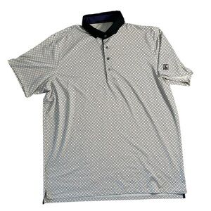 Greyson Performance Golf Polo Diamond Print Wolf White Navy Mens Size XXL Preppy
